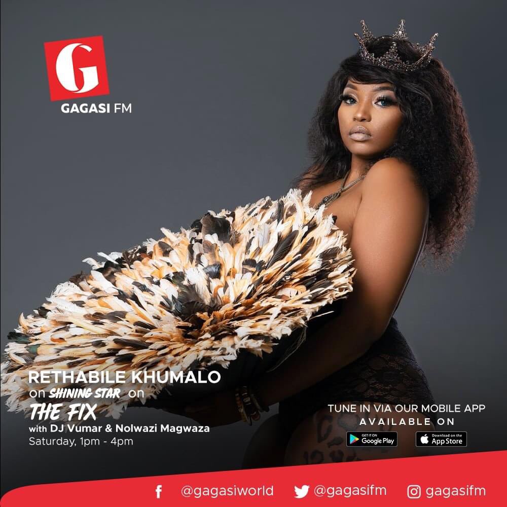 Today <a href="/thefix_gagasifm/">THEFIX</a> 1-4PM live <a href="/gagasifm/">Gagasi FM</a> we chat to <a href="/rethabile_rsa/">Rethabile Khumalo</a> . 
Join us <a href="/DJVUMAR/">DJ VUMAR</a> <a href="/NolwaziLive/">Nolwazi Magwaza</a> and hear her new single and more 📻📻📻