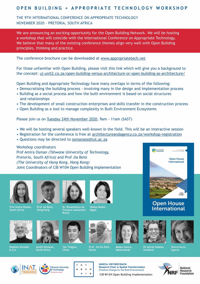 ASHRAFSALAMA101's tweet image. A good event -- which builds on the Open Building notion, democratising design practices  and current discussions about appropriate technology. 
After registration, participants will be emailed login information.

#architecture #buildings #democraticdesign #community