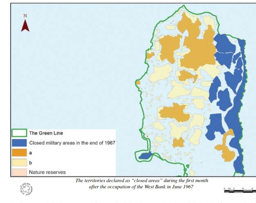 So they declared just about all the area between Tubas in the north and Jericho in the south as firing zones, starting with firing zone #900 in the north ending with #911 next to Jericho.Also the entire strip along the Jordan River was declared as close military zone #151.