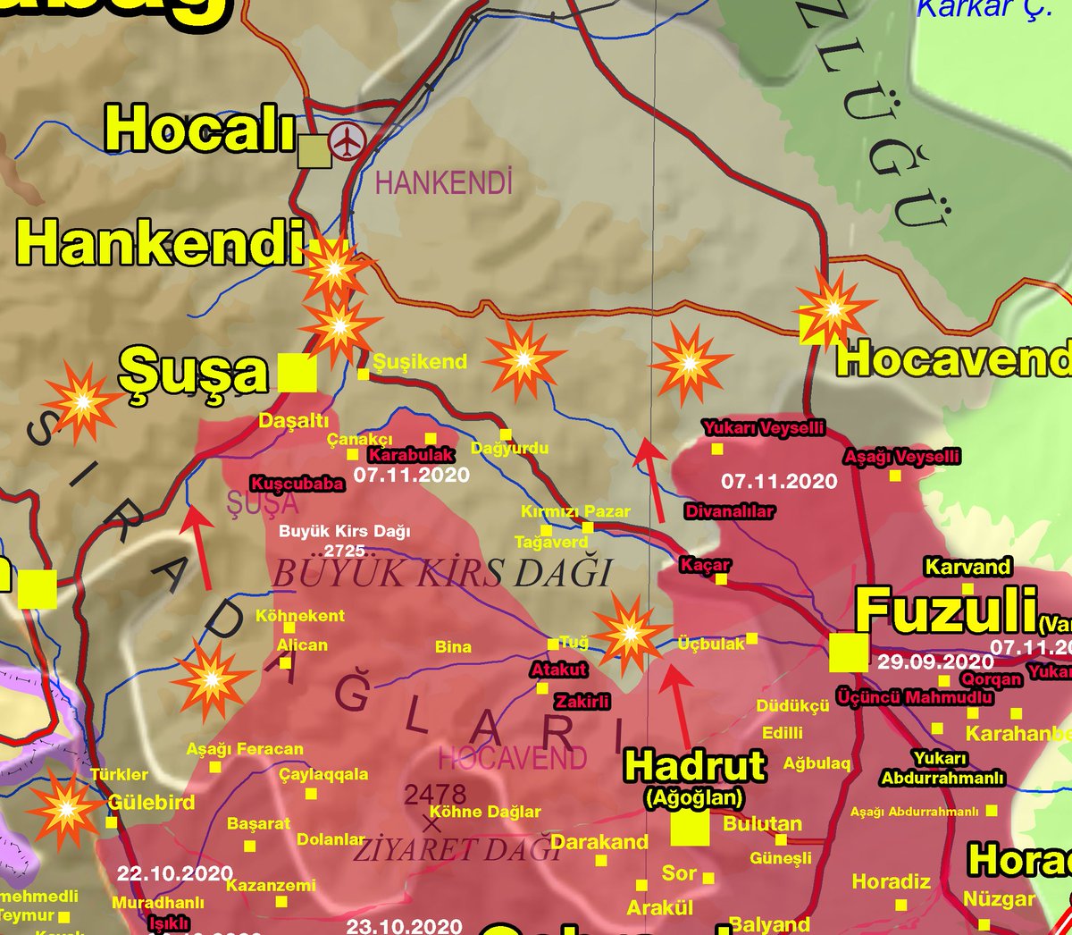Birlikmedia's tweet photo. Azerbaycan Ermenistan Karabağ Savaşı Son Durum Haritası
07.11.2020
#Azerbajian #Armenia #Azərbaycan
#Map #Armymap #Harita #HOCALI #hankendi #army #şuşa https://t.co/el7TMNRCtc