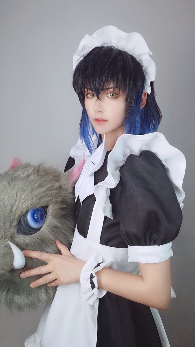 米迩 这次任务本大爷要伪装女仆吗 鬼滅の刃 嘴平伊之助 Hashibirainosuke Hashibirainosukecosplay 鬼灭之刃 Cosplay Cos