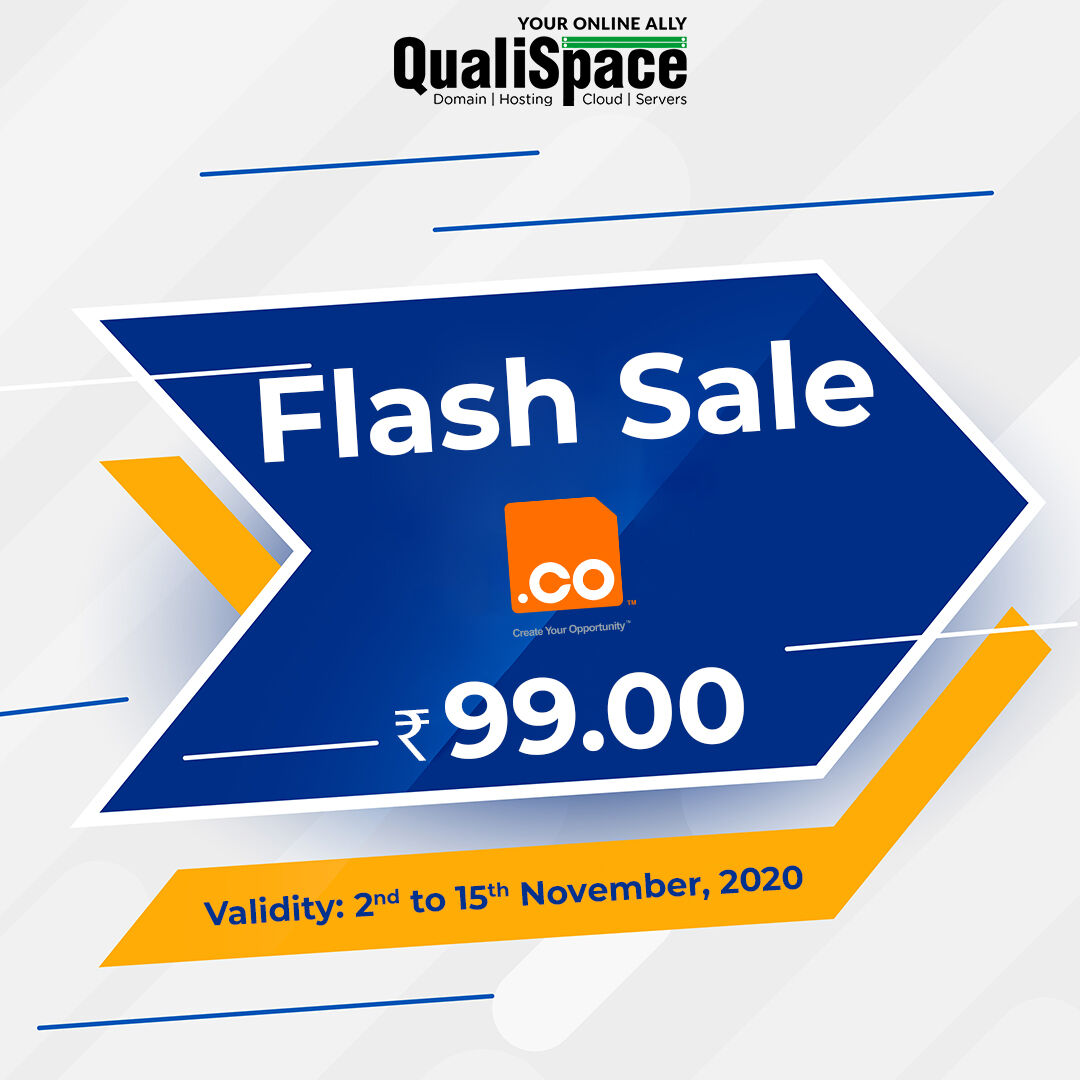 QualiSpace's tweet photo. Start your next big idea with a perfect option to establish an online identity. Grab the fantastic promo available on .CO at ₹99/yr till 15 November, 2020

#dotco #startup #business #blogger #entrepreneur #domainoffer #QualiSpace https://t.co/FBYYZYjxLz