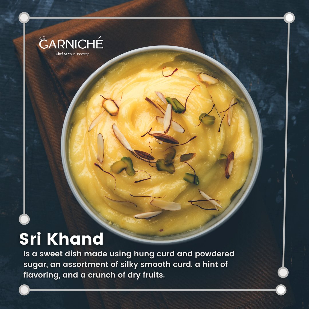 Garniche_chef's tweet photo. How about having delicious Sri Khand cooked by professional chef right in your home comfort ?
.
.
.
.
#chillipaneer #indianfood #indian #garniche #chef #personalchef #homedining #finedining #luxurylifestyle https://t.co/yU7wQIWtr0