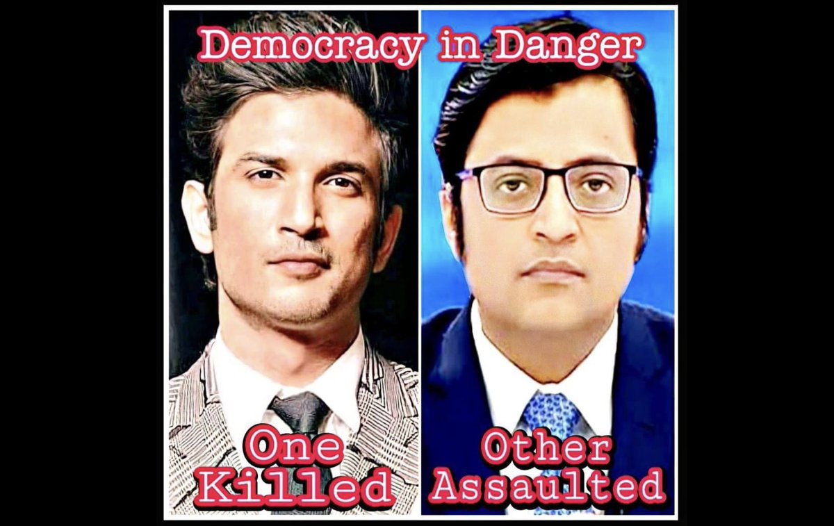 SSRWarrior007's tweet photo. Speaking up against injustice and dictatorship is not only a personal virtue but also an obligation @PMOIndia ji! Please ACT NOW to #FreeArnabSaveDemocracy and ensure 302 in SSR‘s murder. A reminder from our side so you don’t forget! @HMOIndia @iChiragPaswan #Justice4SSRIsPending https://t.co/fxzgfim6Ck