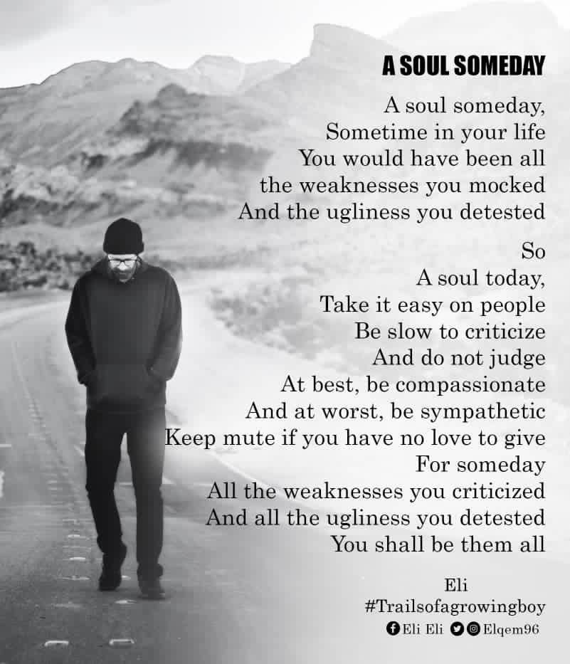 Elqem96's tweet photo. In maturity, we embrace all the different sides of life. You might have witnessed the past and seen the present, but "tomorrow," nobody has! You could be anything at anytime. Let Love lead. Cheers to the weekend 🤗🥂 #trailsofagrowingboy #poem #poet #poetry #weekendsareforpoetr https://t.co/9f5lXtMmw7