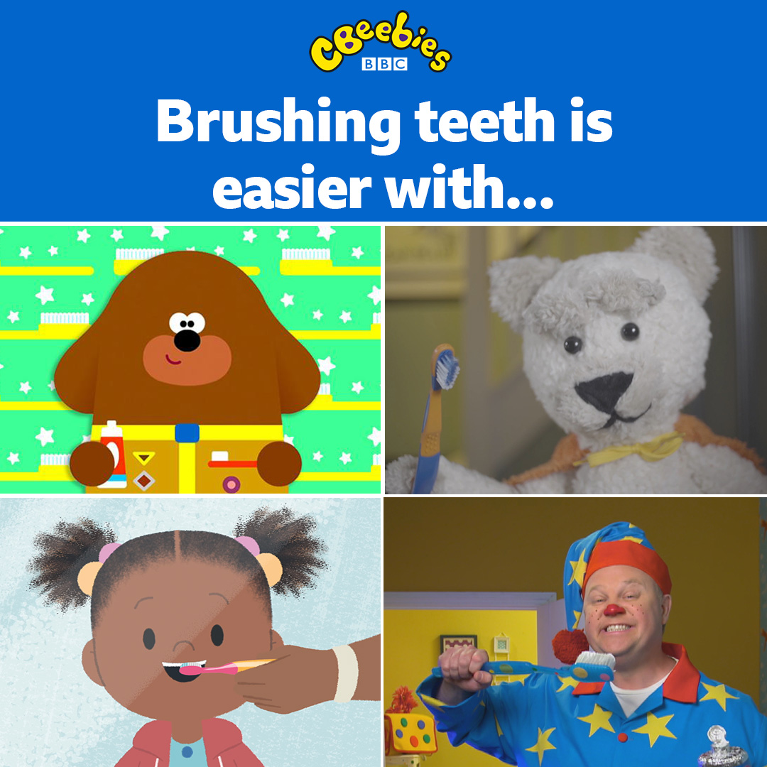 CBeebiesHQ's tweet photo. Take your pick of our top teeth-brushing tools! 🙌

Or do you have another way? 🤔

Streaming now on iPlayer 🦷

@HeyDuggee #MrTumble #Teddles #JoJoandGranGran https://t.co/if4ejsvm4Q