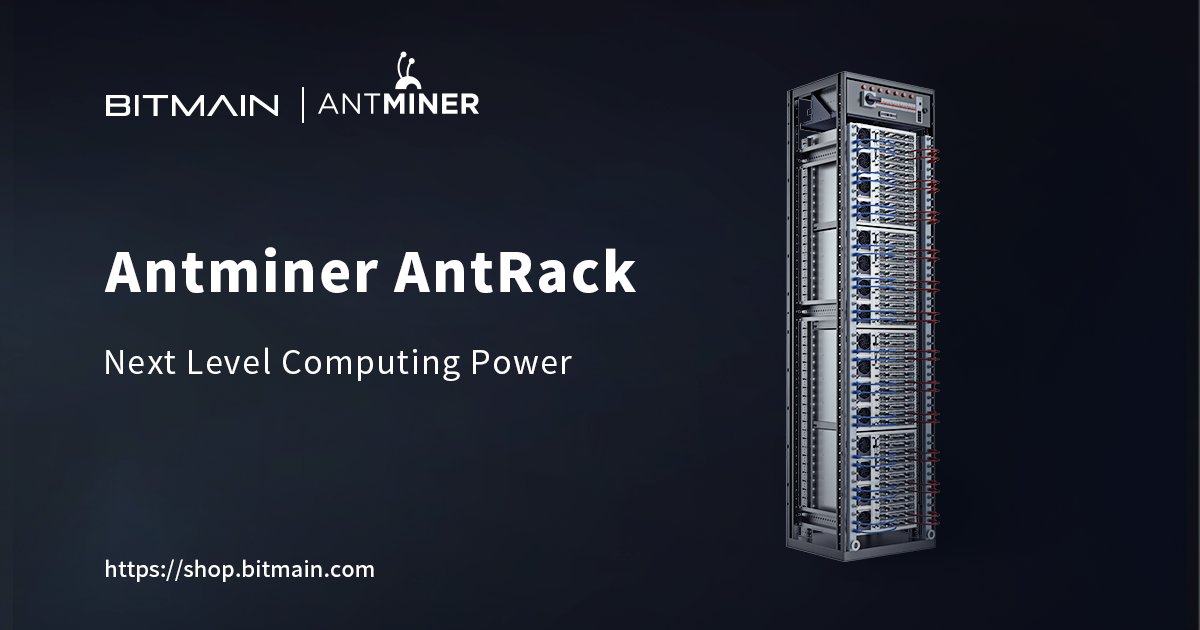 BITMAINtech's tweet photo. #Bitmain introduces the #Antminer #AntRack, a new rack-style miner featuring a hot-swappable modularized design for easy expansion and deployment of mining operations. https://t.co/0i1iadn2Gt https://t.co/hB8aOkeuy0