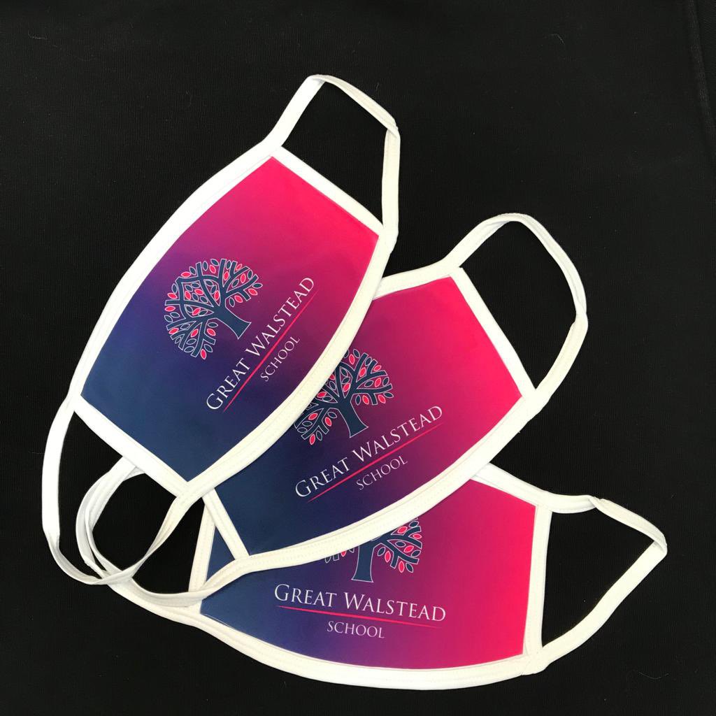 cloudmps's tweet photo. More #facemasks designed &amp; printed this week, vibrant colours and #branding for @greatwalstead School 😷 🦠 https://t.co/0JvLIJfsZ9