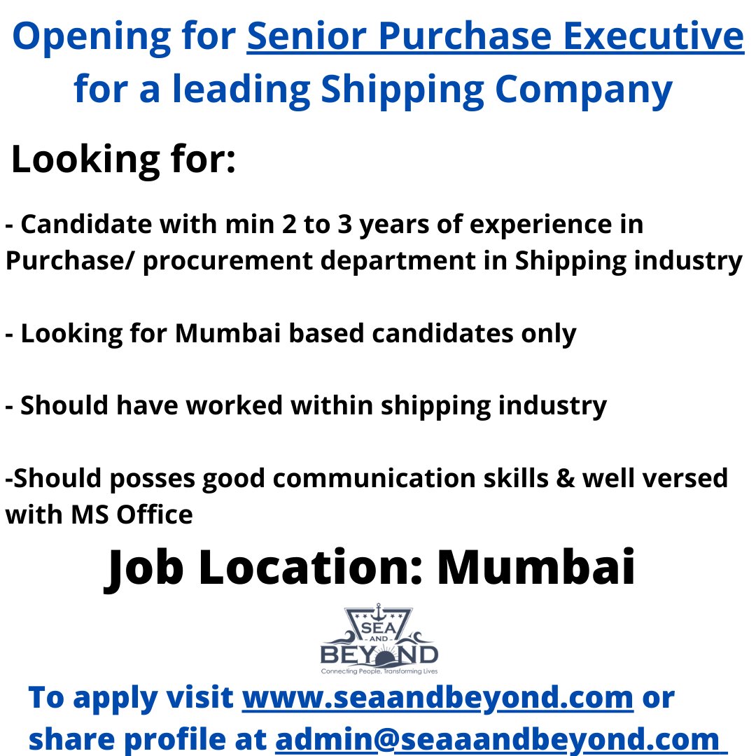seaandbeyond001's tweet image. #purchase #purchaseexecutive #procurement #shipping  #urgentopening #marinejobs #marineknowledge #seaandbeyond