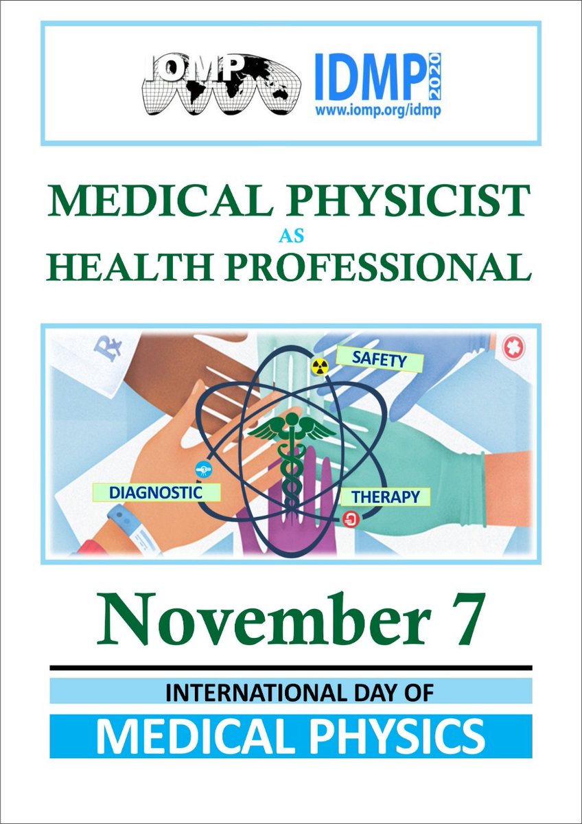 Happy International Day of Medical Physics!  #IDMP2020 <a href="/IOMP_Official/">IOMP</a>  <a href="/EFOMP_org/">EFOMP</a> 
In these strange times there are sadly no public events to celebrate but please RT to acknowledge the amazing work of medical physics staff worldwide...
ow.ly/DRGw50Ca0ZS