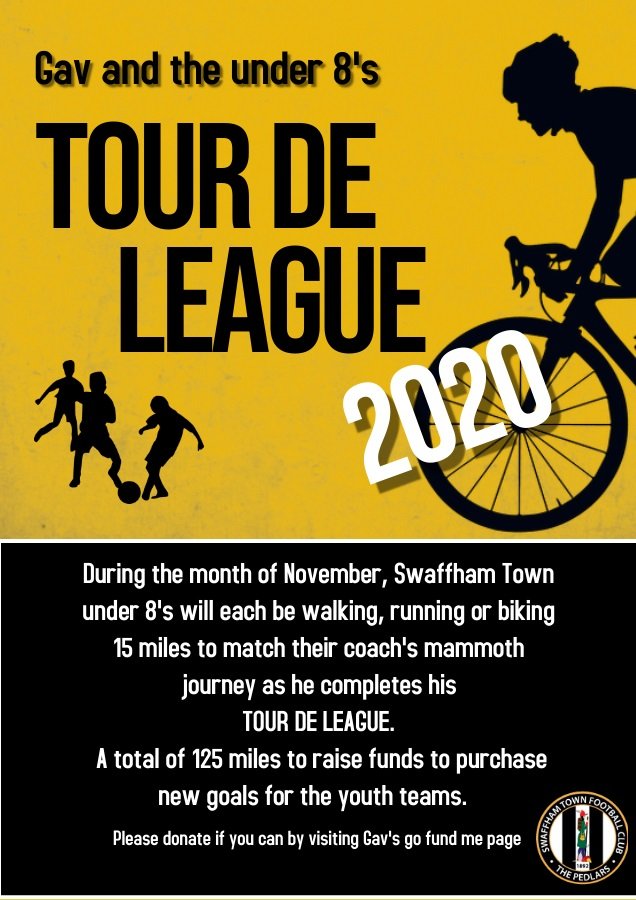 Sam_M_Holmes's tweet photo. Gavin the U8s coach at @Swaffham_TownFC has decided to take on this mammoth challenge to raise money for new youth goals. 
Please visit Gav's gofundme page and support if you can - every small donation really helps 😊

https://t.co/ELnmz2Jp6W https://t.co/B9exzKplqw