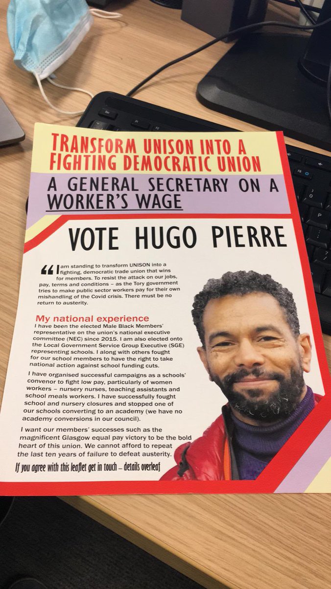 Ballot papers still arriving, still time to vote for a socialist, democratic general secretary on a worker’s wage - contact me to help Hugo4GS@gmail.com