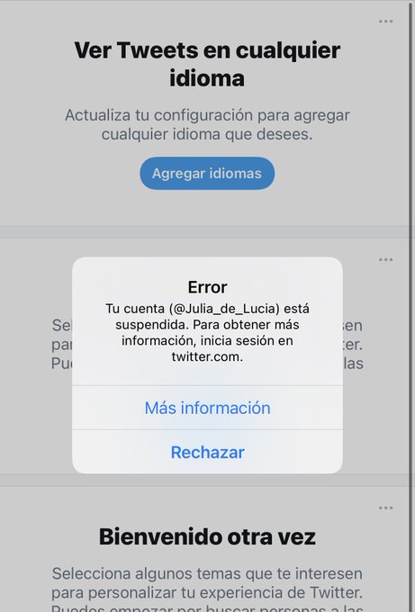 Yo puedo entrar en mi twiiter, pero est&aacute; suspendido Le escribo y mando formularios a twiiter, pero me