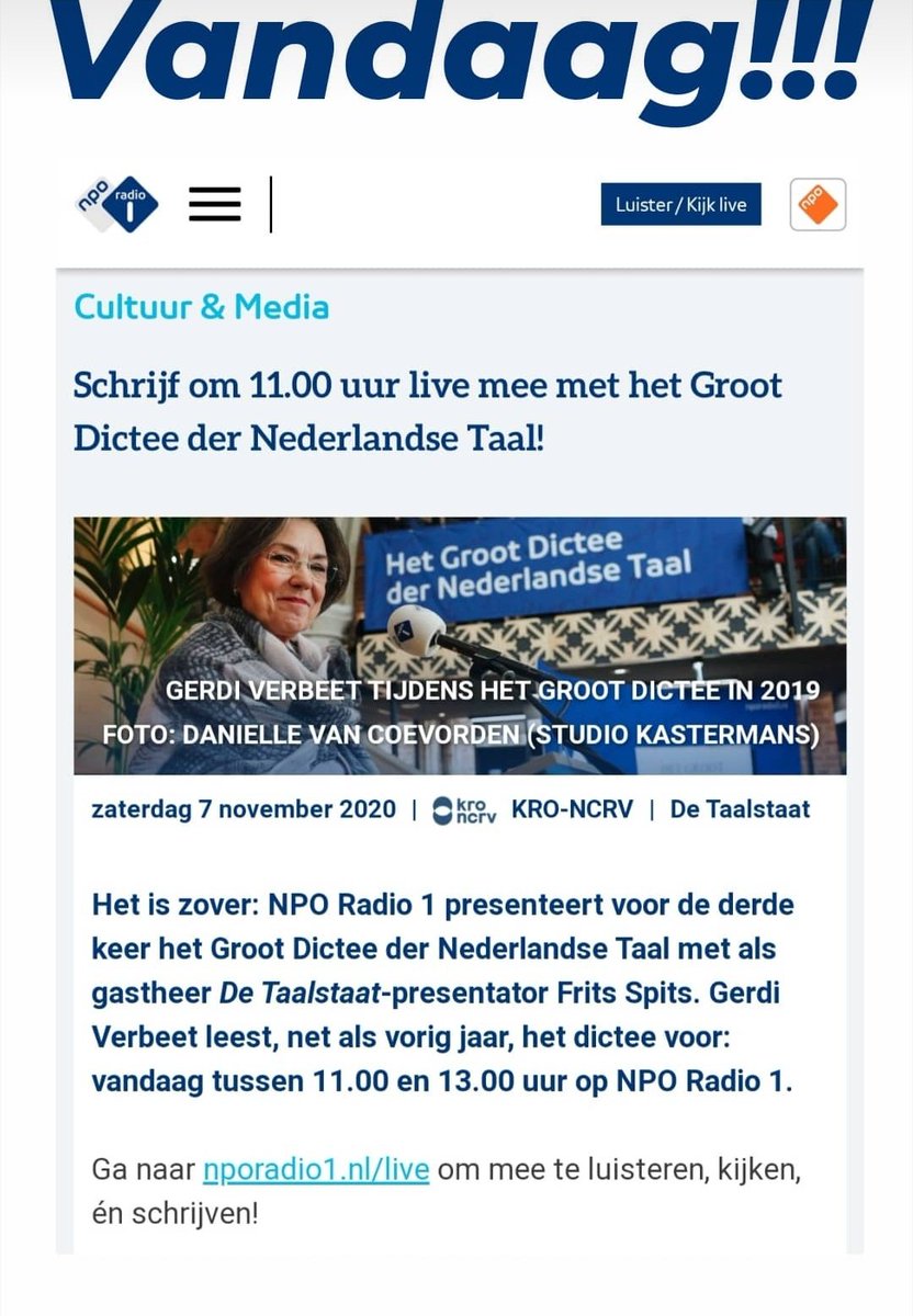 Jolijnstweets's tweet photo. Kijk, luister en schrijf mee om 11:00 uur vandaag met het groot Nederlands dictee.
https://t.co/OdOCby0kO6 https://t.co/RkTEBpMFlr