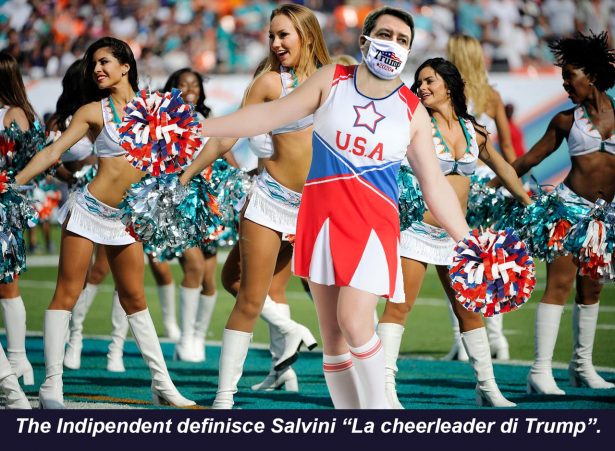 DeerEwan's tweet photo. Una carriera sfolgorante 👍

- Consigliere Comunale di Milano; 
- Europarlamentare; 
- Parlamentare alla Camera dei Deputati; 
- Senatore della Repubblica; 
- Ministro dell'Interno; 
- Deejay Papeete; 
- Cheerleader di Trump

#Cheerleader #Trump https://t.co/TkAuUbCBKx