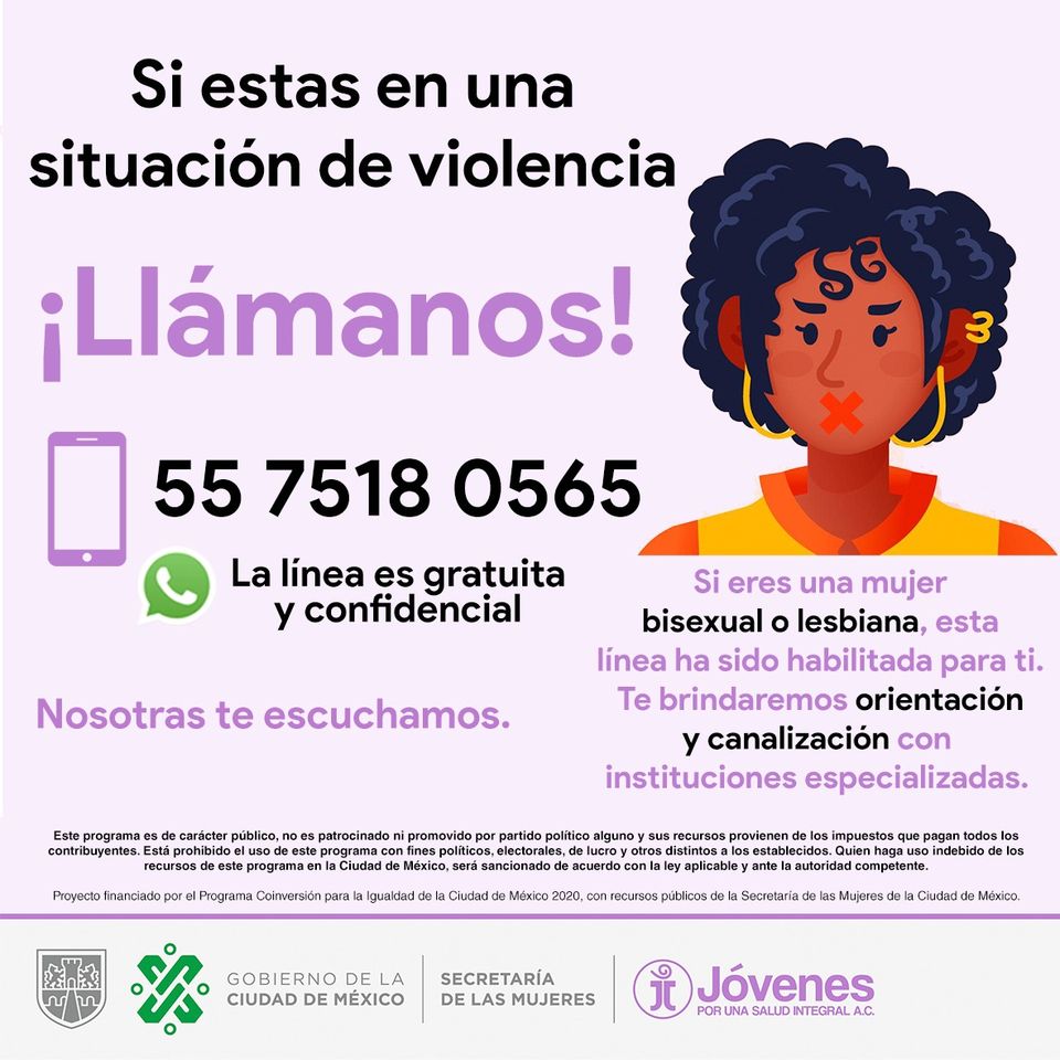 SeMujeresCDMX's tweet photo. Las crisis impactan con más fuerza a las poblaciones de grupos prioritarios. La pandemia ha expuesto a más violencia a las mujeres bisexuales y lesbianas.
Por ello, @JovenesSaludInt  y #SEMUJERES brindan orientación gratuita y confidencial
#proyectocoinversion2020 https://t.co/PNplgLDH4F
