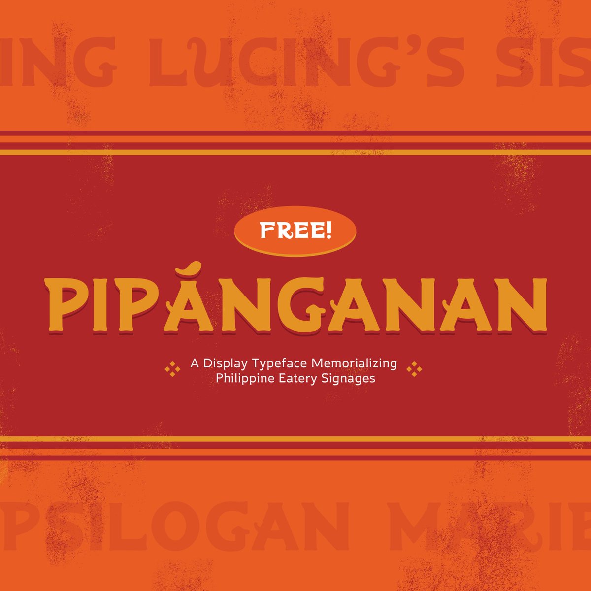 planthoomahn's tweet image. 🌟🍚 FREE FONT 🍚🌟 

Pipánganan is a free display typeface inspired by the signages of Philippine carinderias and other local eateries.

Download Link • gum.co/PipangananType…
View the Full Project • bit.ly/AboutPipanganan 

(😭😭 yay finally sharing dis 😭😭)