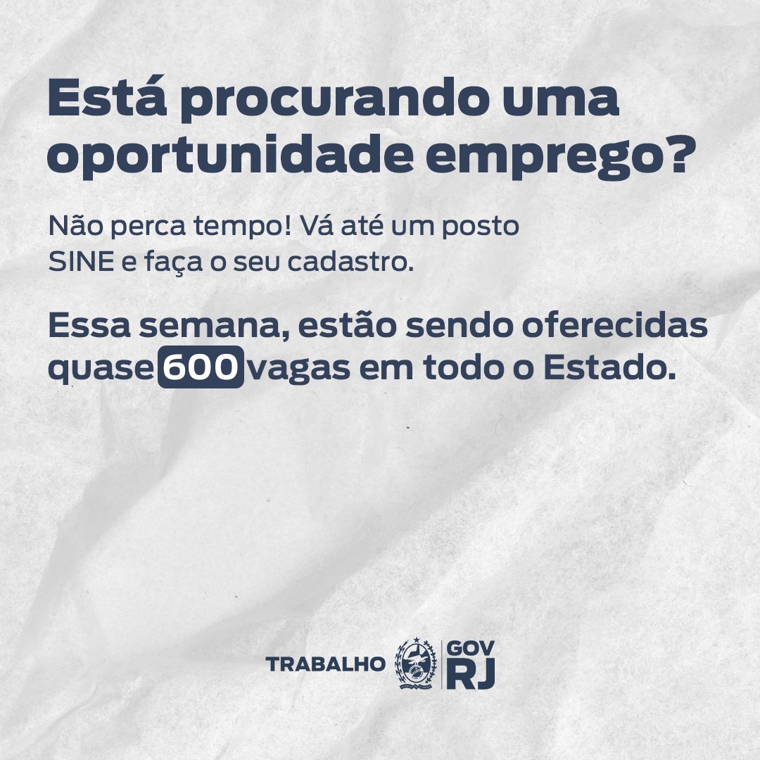 SetrabRJ's tweet photo. São 583 oportunidades de emprego no Estado do Rio de Janeiro, nas regiões #Metropolitana, #Serrana, #MédioParaíba e #CentroSulFluminense do #RJ.⠀⠀⠀⠀⠀⠀⠀ https://t.co/Ta79KZoGnq