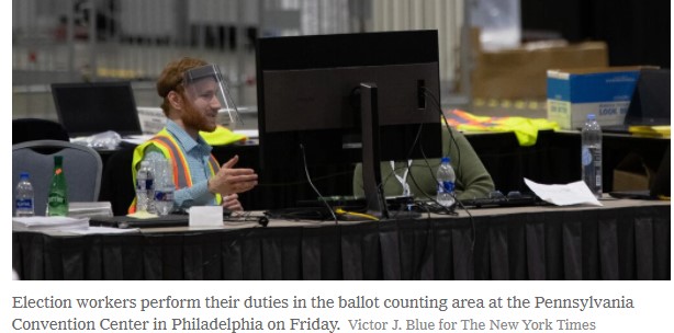 Hold on a second: is that #PrinceHarry helping out with the vote counting in #Pennsylvania ? (photo from NYTimes)