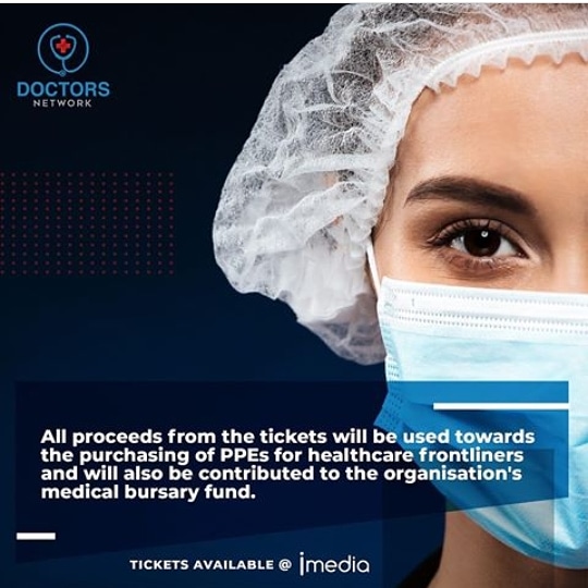 drs_Network's tweet photo. All proceeds from the tickets will be used towards the contribution of PPEs for healthcare frontliners and will also be contributed to the organisation's medical bursary fund. 
#drsnetwork #powerdr #upliftinghealthcareworkers #healthcareheroes #frontliners https://t.co/QZP05HTExf