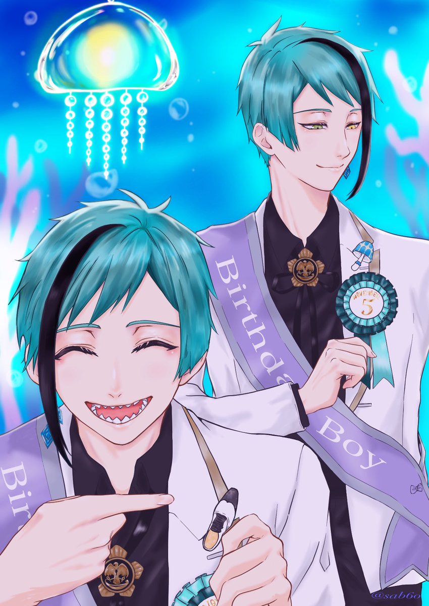 sab6o's tweet photo. #フロイド・リーチ誕生祭2020 
#ジェイド・リーチ生誕祭2020 
#リーチ兄弟誕生祭2020

大遅刻だけど💦

誕生日おめでとう！！フロイド！！！
誕生日おめでとう！！ジェイド！！！

ブローチ可愛いね！！ https://t.co/QWWBDlcrKu