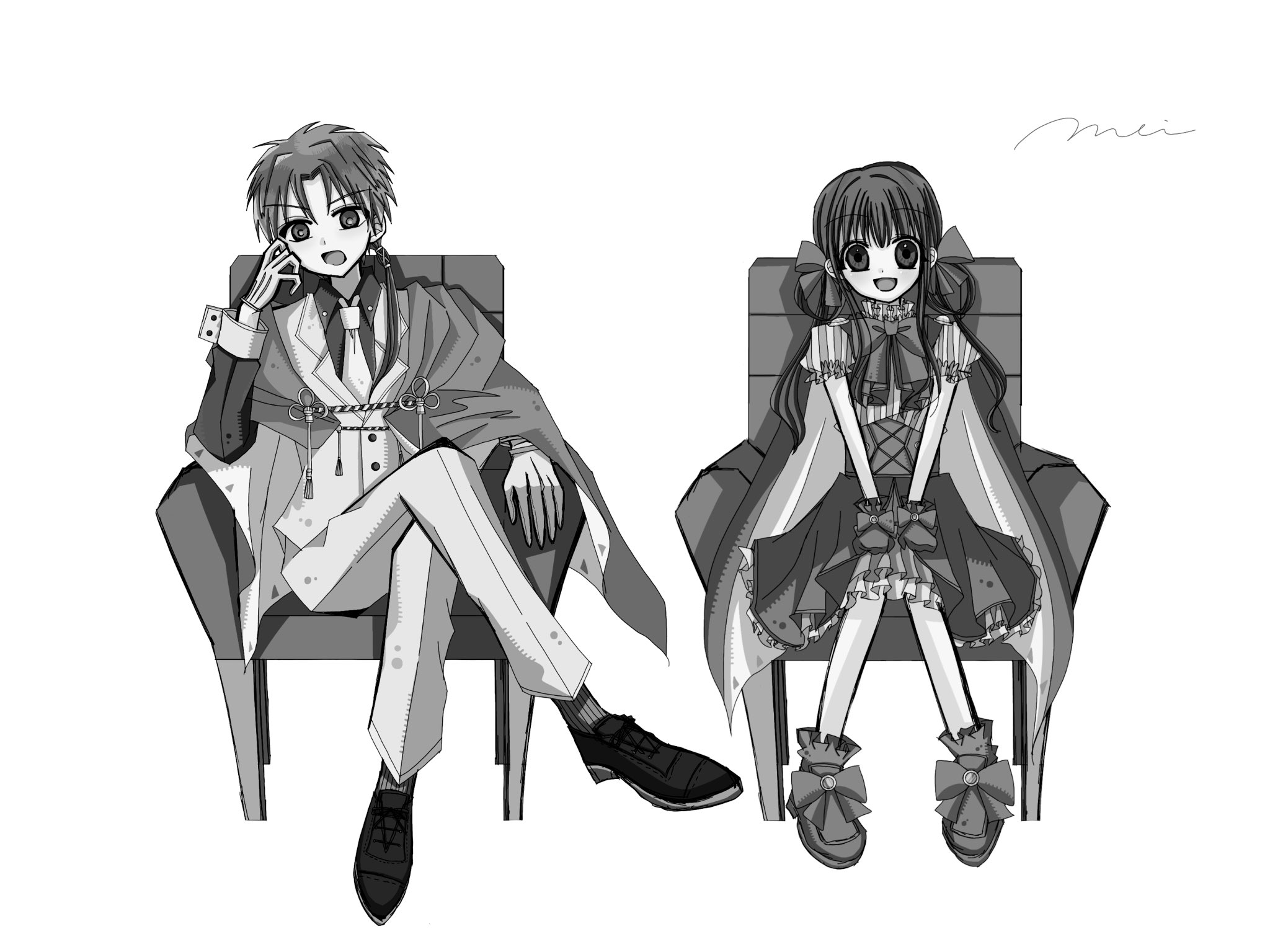 芽依 時計守茜くんと葵ちゃん あおちゃん初めて描いた さあ次は誰を描こう 描きたいキャラ全員描けたら カラー版アップします 花子くんお絵描き イラスト イラスト初心者 イラスト練習 イラスト好きさんと繋がりたい 花子くん 茜葵