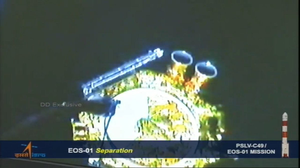 #EOS01 successfully separated from fourth stage of #PSLVC49 and injected into orbit
#ISRO