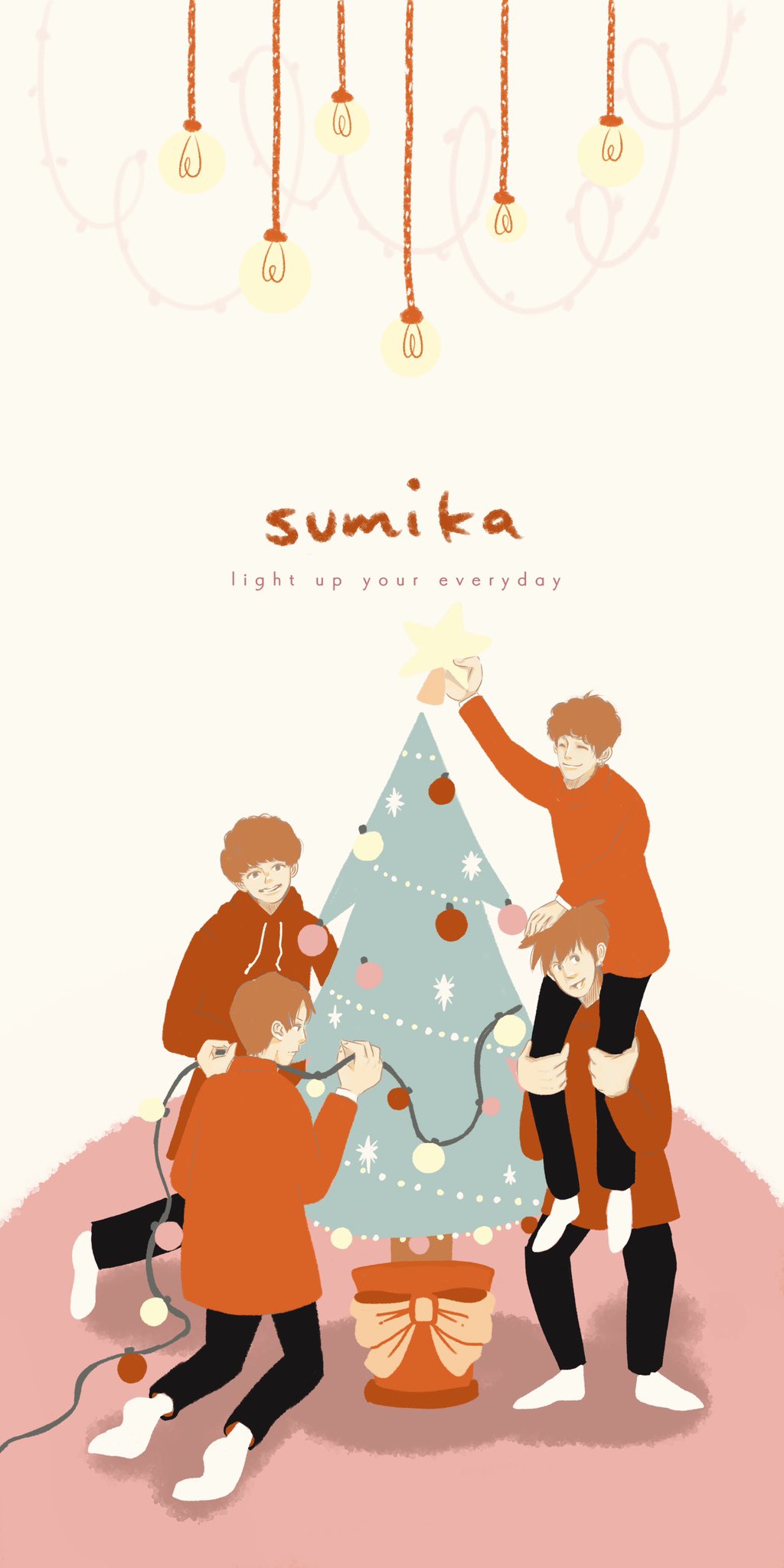 すぎはら さや あーさんからリクエスト頂いた壁紙イラストバージョン2 クリスマスを迎える準備中なsumikaズのイラストです Sumika 片岡健太 黒田隼之介 小川貴之 荒井智之 イラスト 携帯壁紙にどうぞ T Co Lfxf1z14jh Twitter