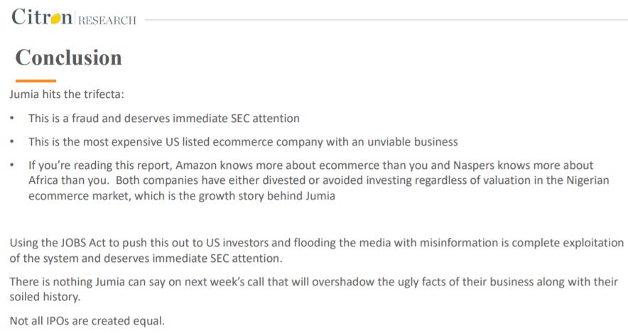 الاتهام هو عدم مطابقة أرقام نشرة الاصدار مع ما تم عرضه سريا على مستثمرين قبل الادراج بستة أشهر. مثال:ذكرت النشرة أن عدد العملاء 2.7 مليون ولكن بالعرض السري كان 2.1 مليون41% من الطلبات كانت إما مرتجعة أو لم يتم ايصالها أو ألغيت – لم يتم ذكر هذه المعلومة الجوهرية بالنشرة!