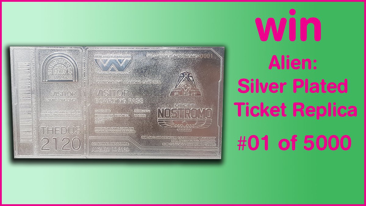 NEW ALIEN LIMITED EDITION NOSTROMO SILVER PLATED BOARDING TICKET MOVIE PROP 