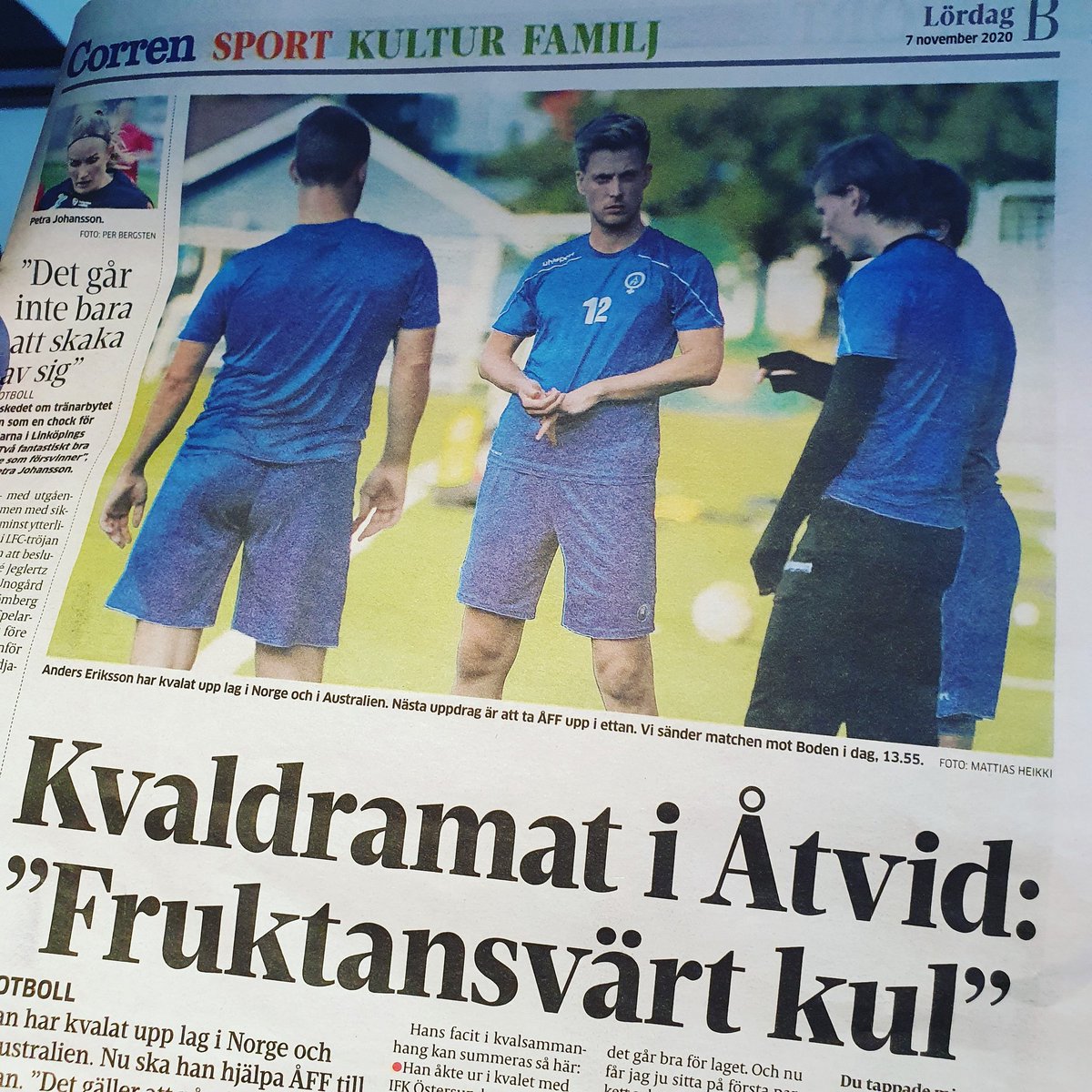 I veckan blev det klart att jag återvänder till #Corrensporten och idag åker jag till kvaldramat i Åtvid. Matchen direktsänds på Corren.se 13.55 och det är bara att hålla med ÅFF-backen Anders Eriksson: Fruktansvärt kul!