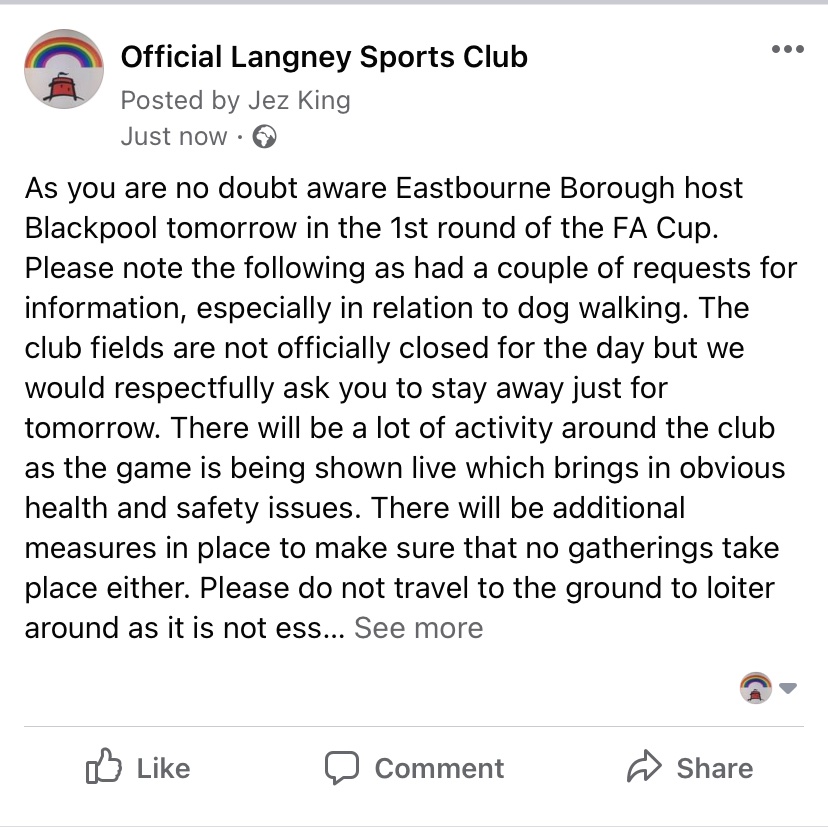 LangneySports's tweet photo. Important information about @EBFCTheSports game tomorrow https://t.co/b0kU6Jw3DY