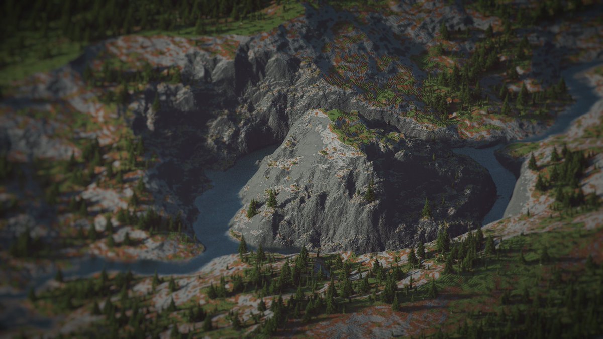 Made a terrain for an upcoming <a href="/CrackedCubes/">CrackedCubes</a> project!
I think that middle mountain is missing a castle...

What would you put on top of it?

#Minecraft #minecraft建築コミュ