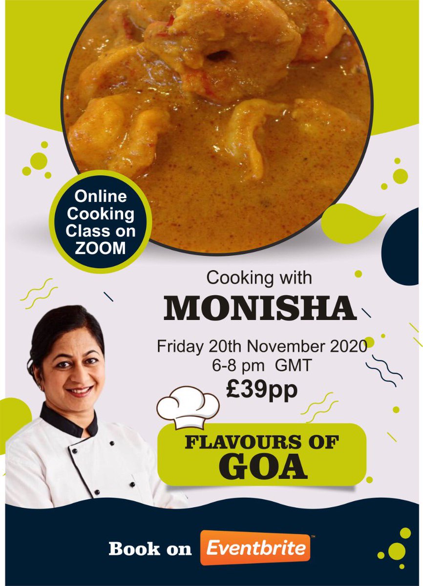 Join me for this one off online class where we’ll make Chicken Cafreal, prawn curry, chilli potatoes and French beans with spices. Book on Eventbrite - Online Flavours of Goa #cookingwithmonisha
