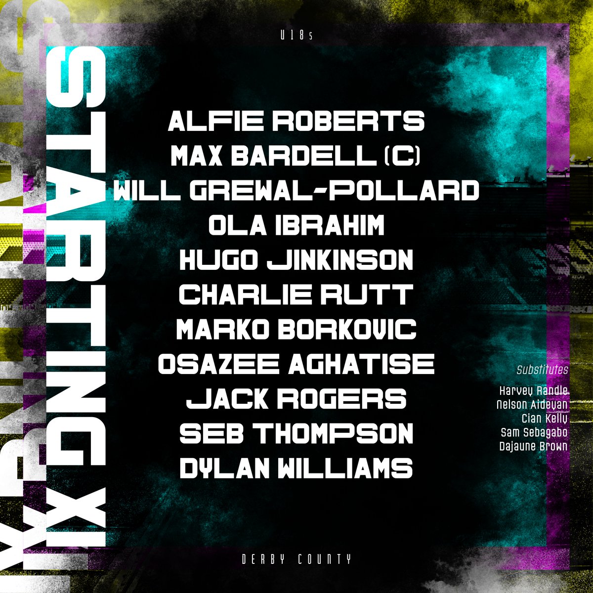 DCFCAcademy's tweet photo. 🚨 𝗧𝗲𝗮𝗺 𝗡𝗲𝘄𝘀 🚨

Your #DCFCU18s line-up to face @stokecity in the #U18PL this morning 👊

𝗖𝗼𝗺𝗲 𝗼𝗻 𝘆𝗼𝘂 𝗥𝗮𝗺𝘀! 🐏 https://t.co/QgHAnUI7Jb