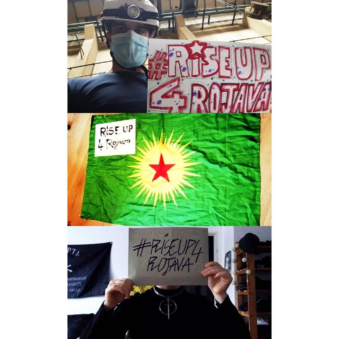 Comrades  @UniteCommuniste show their solidarity with the  #Rojava revolution! https://www.instagram.com/p/CHQdsFlFjis/  #RiseUpAgainstFascism #RiseUp4Rojava #WomenDefendRojava #SmashTurkishFascism