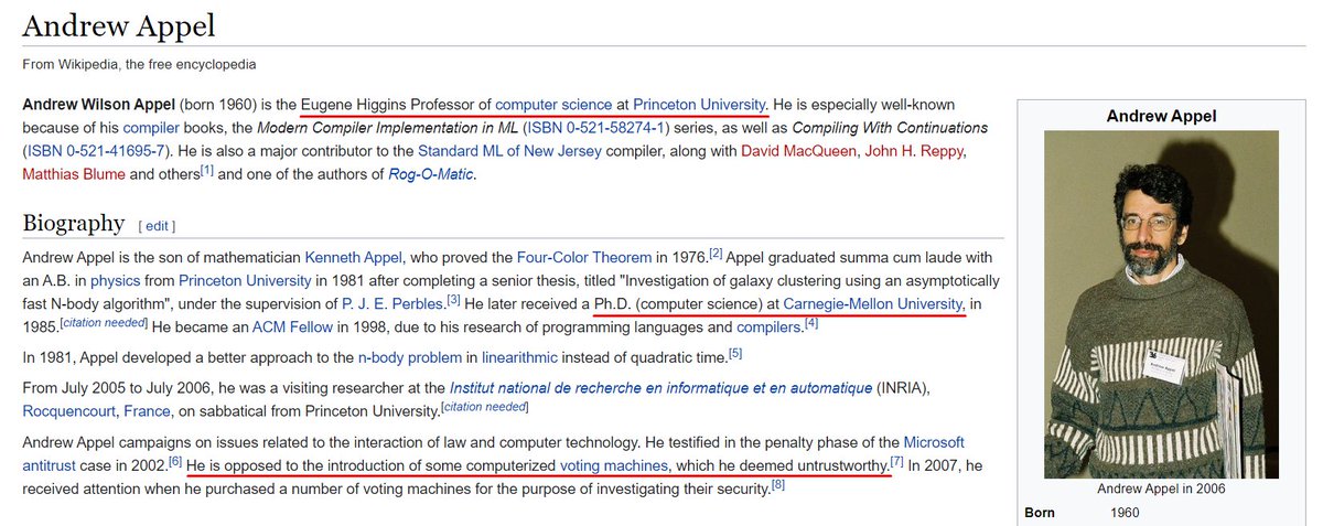 15/ "Any voting machine can be hacked. All it takes is one person clicking on the wrong email and now the adversary is in the network and can steal cryptographic keys to install software in voting machines. Then that voting machine cheats for the rest of time." Dr. Andrew Appel