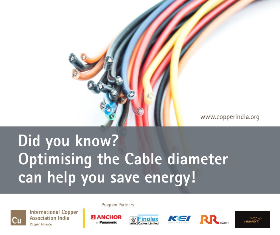 Copper_India's tweet photo. Did you know? Opitimising the Cable diameter can help you save energy! Optimising cable diameter saves electricity and can drastically reduce CO2 emissions.
#Cables #Copper #CO2Emissions #CableDiameter #CopperCables #SaveElectricity #WiresAndCables #ElectricalFittings #ICAIndia https://t.co/MqYQu9mbkf