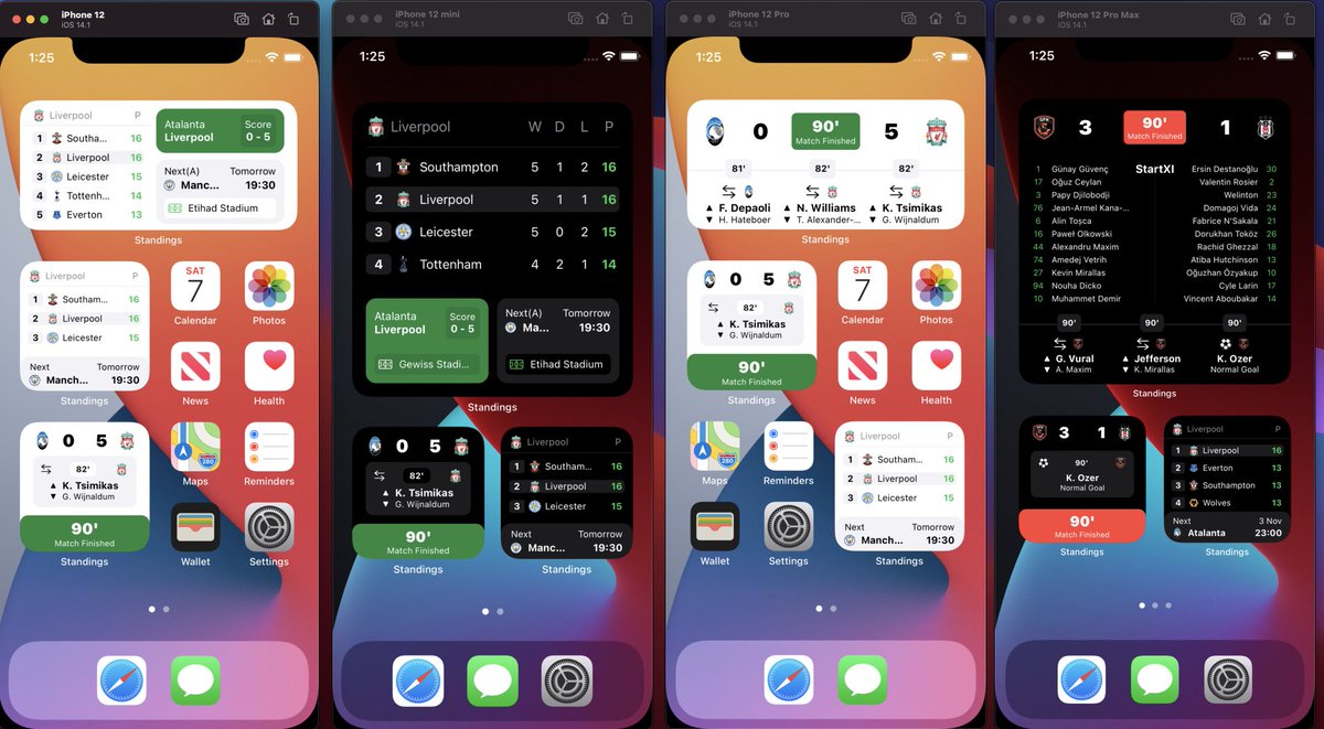 halilyc's tweet image. O gün de şarj var tabi, kıymışız şarja widgeti tüm iPhone 12 emulatörlerinde derliyoruz

#swiftui #xcode #widgetkit #standings