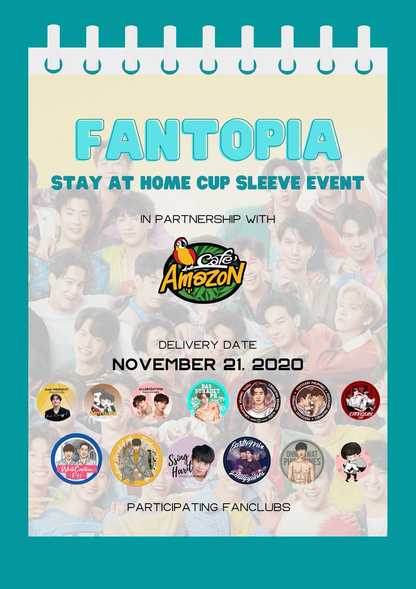 armweerayut_ph's tweet photo. Sawasdee Krub! Arm Weerayut Philippines FC in partnership with our partner fanclubs, brings you Fantopia 2020 Stay-at-Home Cup Sleeve Event! Please check our post below for the details on how you can participate in this event.

Registration Link: https://t.co/D0HgUthC5g https://t.co/1olr7ePZY0