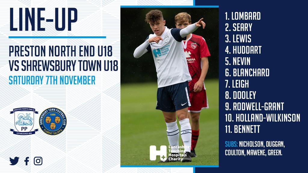 pnefcacademy's tweet photo. 📋 Your #PNEU18 team news is in for today’s game against @shrewsacademy! 👇

Forwards Joe Rodwell-Grant and Jacob Holland-Wilkinson return to the line-up as well as Aaron Bennett, with Kyi Nicholson, Noah Mawene and Mikey O’Neil making way. 

#pnefc https://t.co/Zyla79FCXy