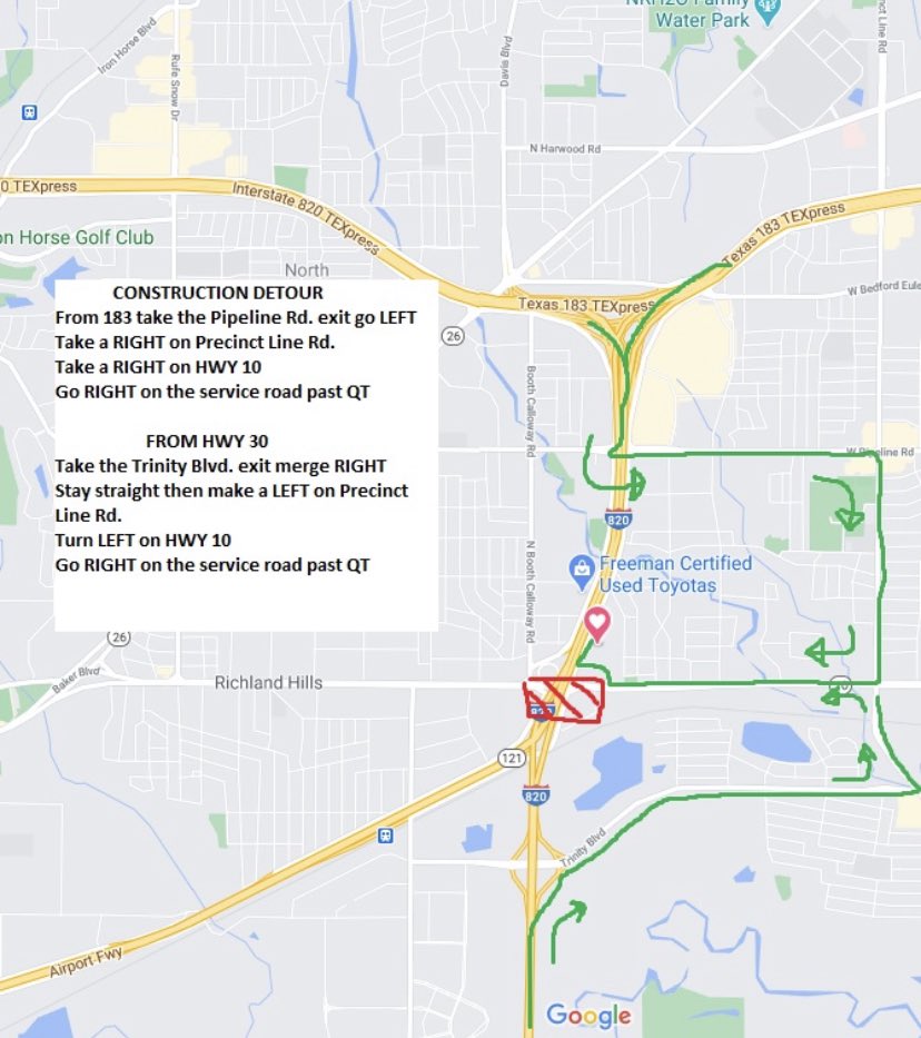 Freeman_Toyota's tweet photo. 🚧🚧 While the highway is under construction in front of the dealership, please see the detour map below 🚧🚧 #FreemanToyota #construction #detour https://t.co/YtBTHdxD7V