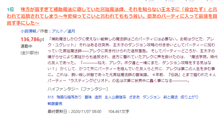 呪詛を感じる 最近のなろうのランキング 職場追放からの もう遅い ばかりで なんとも言えぬすごみがあるらしい Togetter