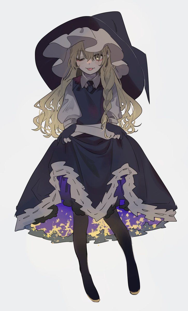 kirisame marisa 1girl solo hat blonde hair long hair gloves witch hat  illustration images