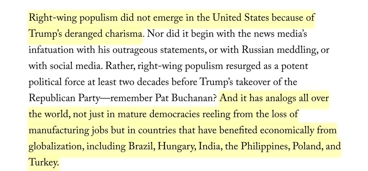 MIT scholar Daren Acemoglu ("Why Nations Fail") also has a piece titled "Trump Won’t Be the Last American Populist" and says"the conditions that produced him need to be understood to be addressed." Acemoglu is also, uh, from Turkey. Compleeete coincidence!  https://www.foreignaffairs.com/articles/united-states/2020-11-06/trump-wont-be-last-american-populist