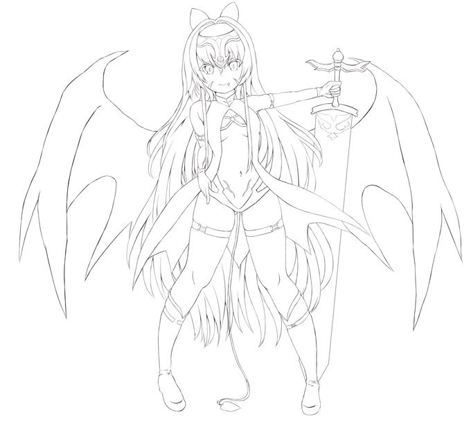 漫画のキャラデザの線画できた 