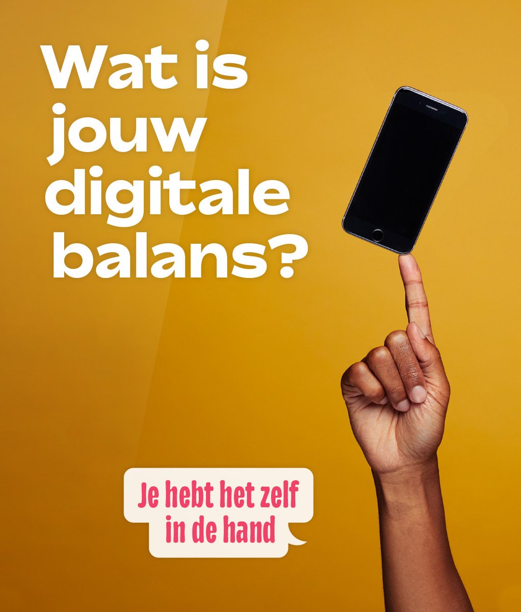 Week van de MediaWijsheid!
Scrollen, liken, appen, streamen, gamen: online media zijn onlosmakelijk verbonden met je offline leven. Doe de zelftest om te checken hoe je het staat met jouw digitale balans! digitalebalans.nl/zelftest/
#WvdM #zelfindehand