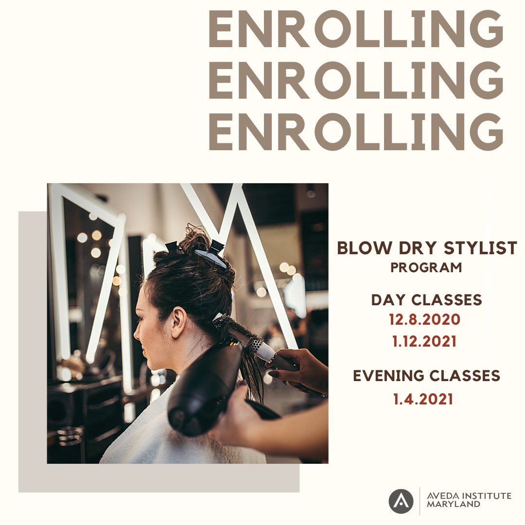 BmoreAveda's tweet photo. Blow Dry Stylist is a perfect addition to your portfolio! 
#ENROLL for Blow Dry Stylist today and start as soon as next month.

Begin your application process now - https://t.co/OaMgMoap9d

#avedainstitutemaryland #aveda #avedamd #avedainsitutemd #beautyschool #blowdry #portfolio https://t.co/0DyI2C9AQW
