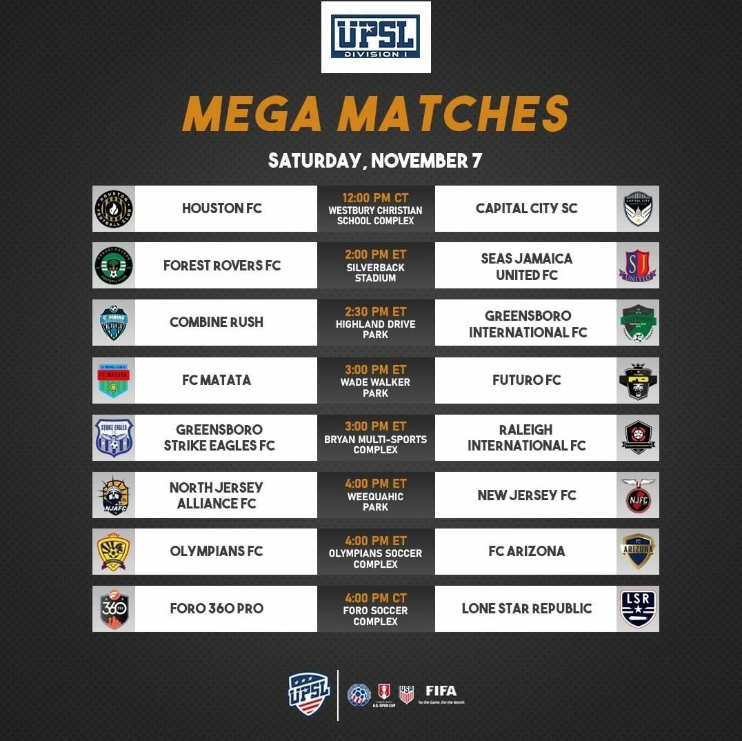 UPSLsoccer's tweet photo. #UPSLFall20 Week 13 💪

View the full schedule: https://t.co/HUghWKIMhl

#UPSL #November #MegaMatches https://t.co/9y4L9CiLOd