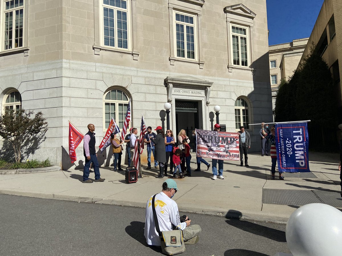 participants are now gathering in front of the washington building (which is closed today), the home of the virginia department of elections
